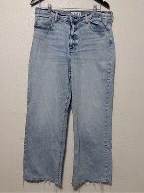 Daze Light Blue Straight-Leg Jeans with Raw Hem